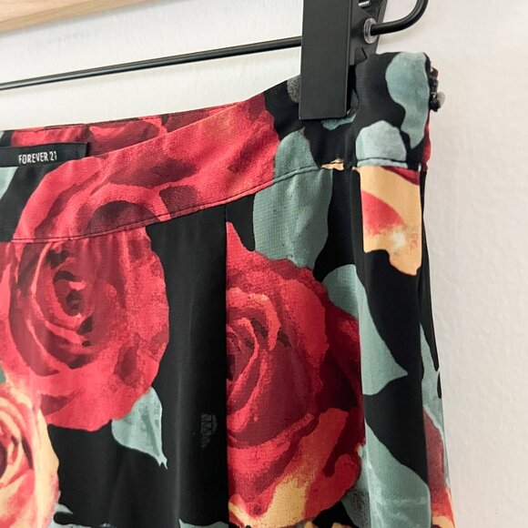 forever 21 / rose floral maxi skirt double slit S - Picture 3 of 6